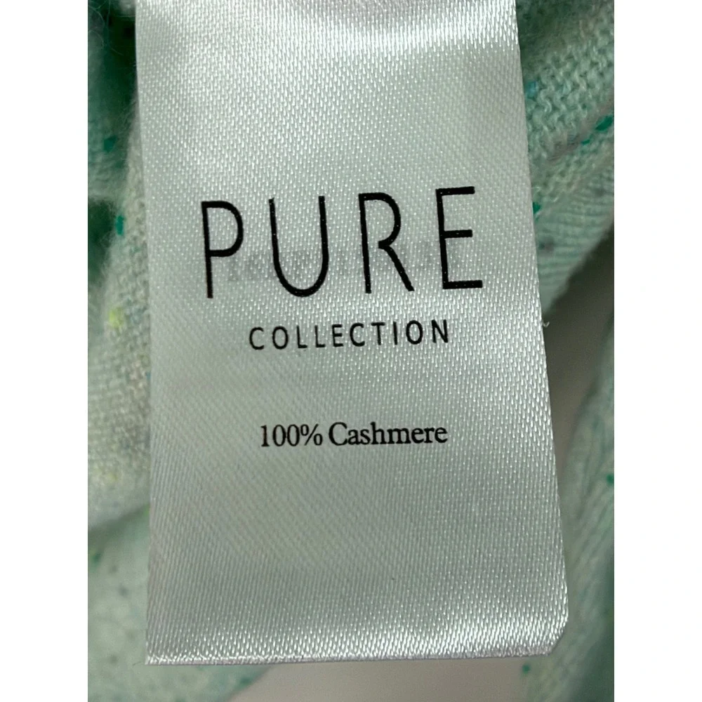 Pure Collection 100% Cashmere Sweater Womens US 4 Green Confetti Speckled Luxury